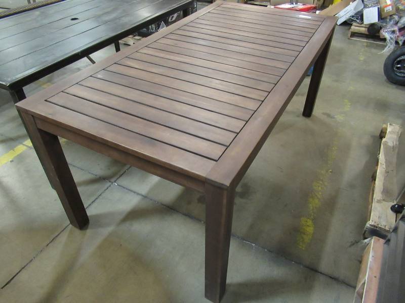 lot 207 image: Solid Wood Renaissance 69 in. x 35 in. x 30 in. Tall.  Hand-Scraped Patio Dining Table - Cracked