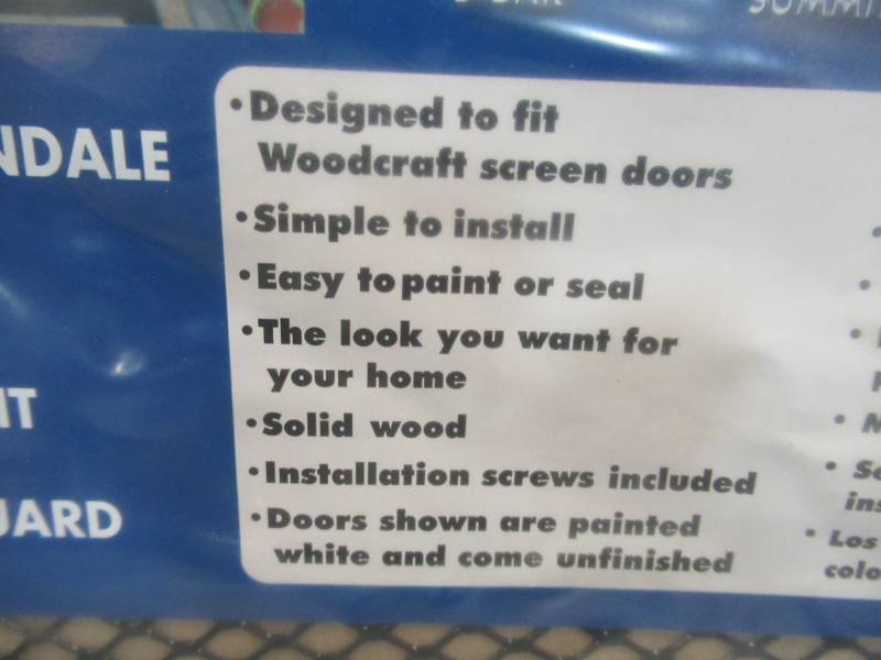 lot 280 image: NEW - Woodcraft Unfinished Pet Guard Screen Door Insert. 30 X 30 Made to fit Woodcraft 36 Screen Doors