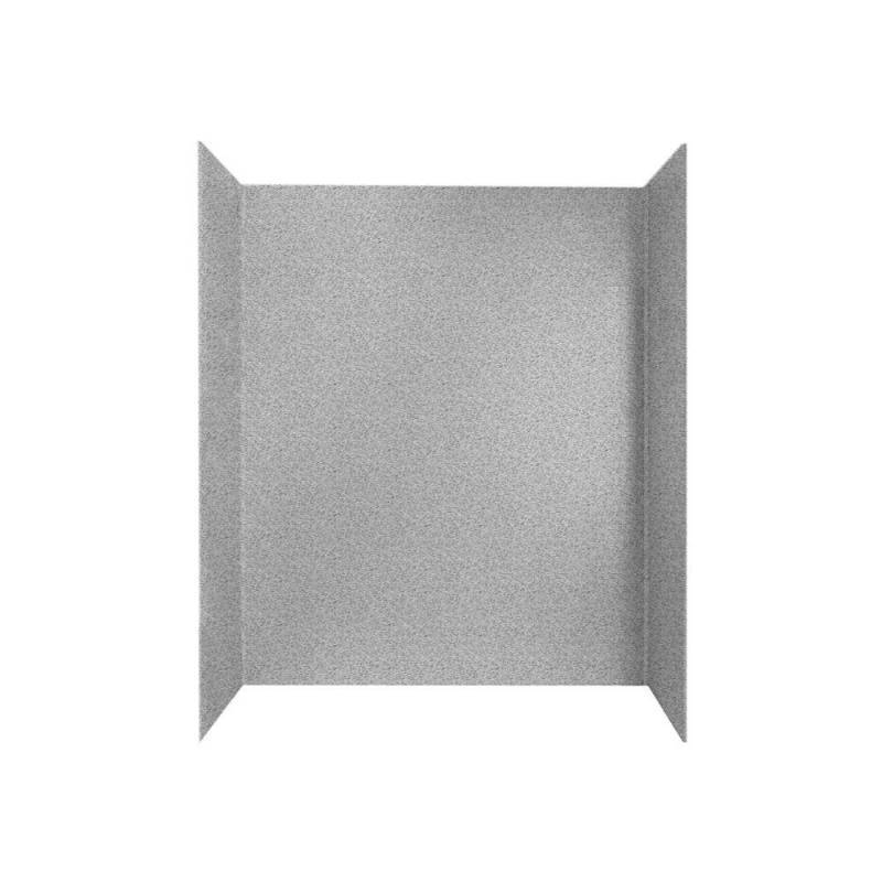lot 107 image: Onyx Collection 30 in. x 60 in. x 60 in. 3-Piece Easy Up Adhesive Alcove Tub Surround in Gray Granite