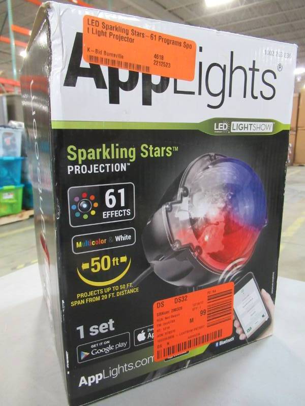 lot 64 image: AppLights LED Sparkling Stars-61 Programs Spot Light Projector, Model 49658
