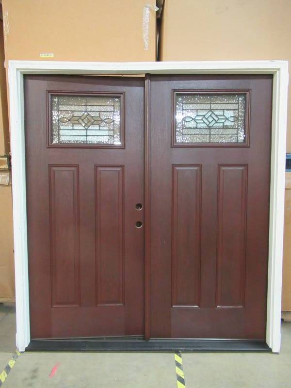 lot 110 image: MMI Door 72 in. x 80 in. Right-Hand Inswing Top-Lite Clear 4-Panel Painted Steel Prehung Front French Door