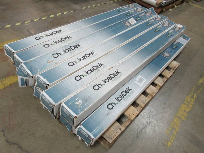 lot 77 image: Pallet of 13 Cases of ChoiceDek (Common 2-in X 4-in x 6-ft Actual 1.47-in x 3.41-in x 6-ft) 3-Pack Coastal Redwood Composite Deck Handrail 1000310
