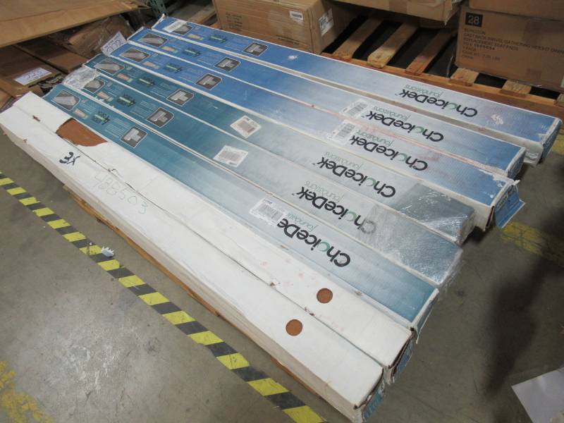 lot 78 image: Pallet of 8 Cases of ChoiceDek (Common 2-in X 4-in x 6-ft Actual 1.47-in x 3.41-in x 6-ft) 3-Pack Harvest Brown Composite Deck Handrail 1000311