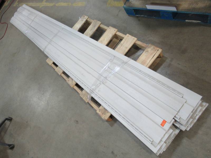 lot 84 image: Double 4.5 in. x 145 in. Sand Vinyl Dutch Lap Siding, Model PCD45M4H