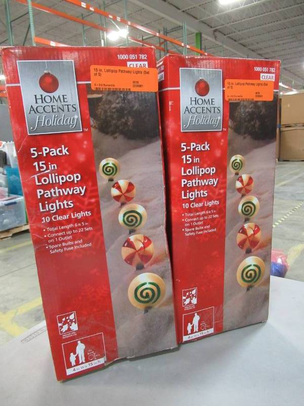 lot 50 image: 2 Boxes of Home Accents Holiday 15 in. Lollipop Pathway Lights (Set of 5Box)