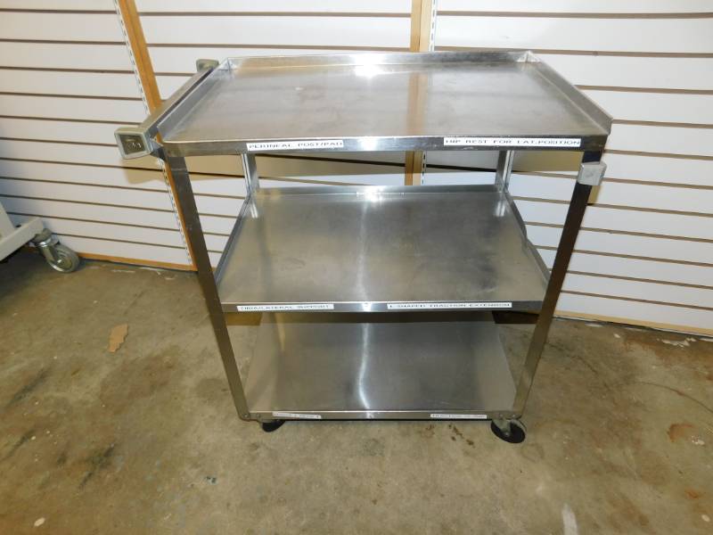 lot 33 image: Stainless Steel Three Shelf Utility Cart