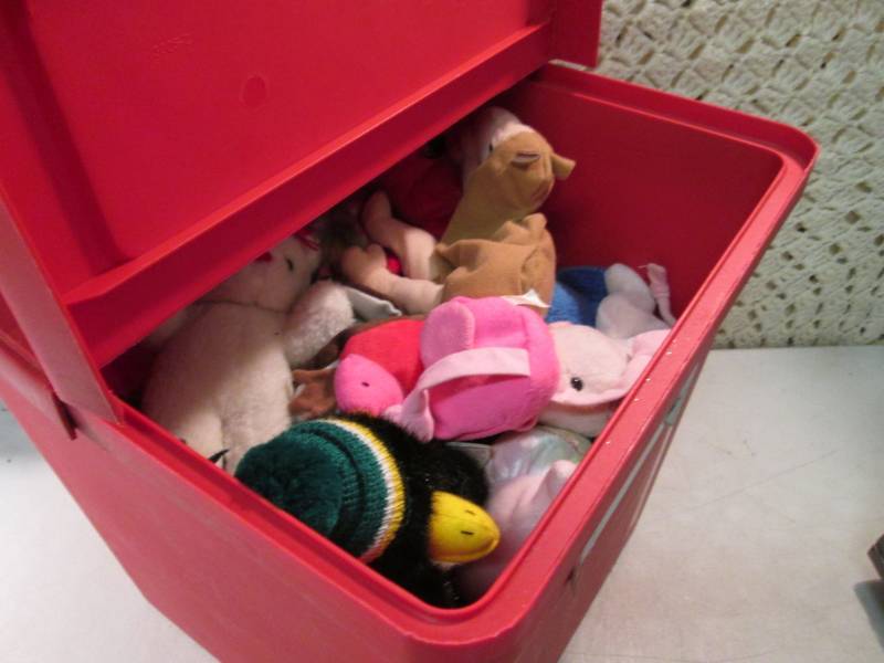 Plastic Bin with Lid Full of Small ...