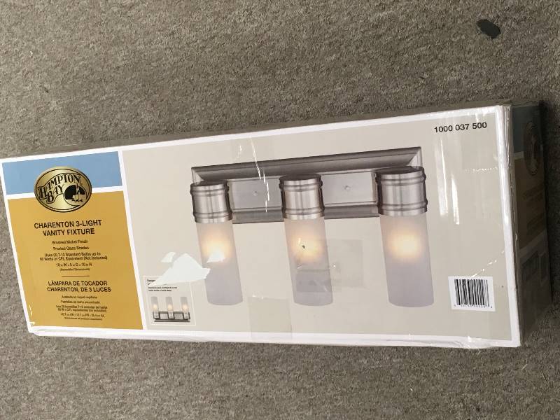 lot 6 image: Hampton Bay Charenton 3-Light Vanity Fixture new