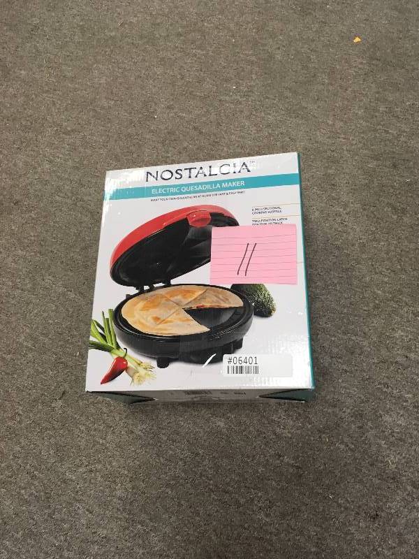 lot 11 image: Nostalgia EQM200 Electric Quesadilla Maker not used