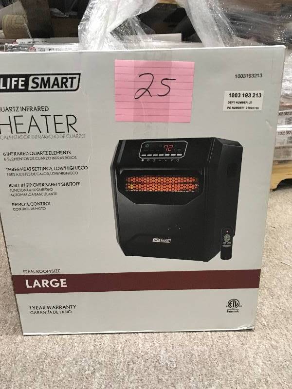 lot 25 image: Lifesmart 4-Element Infrared Heater in like new condition