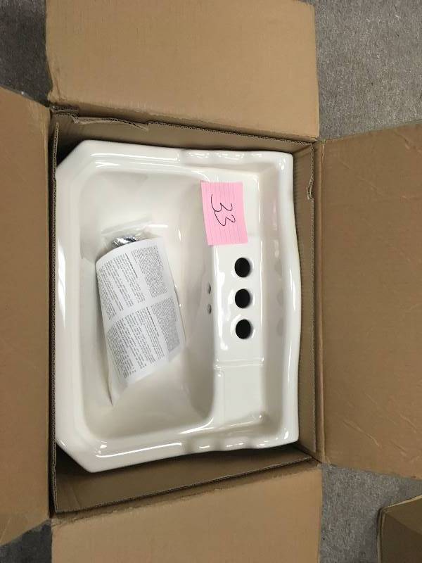 lot 33 image: Foremost F-1920-4w Series 1920 Petite White Pedestal Lavatory Sink not used