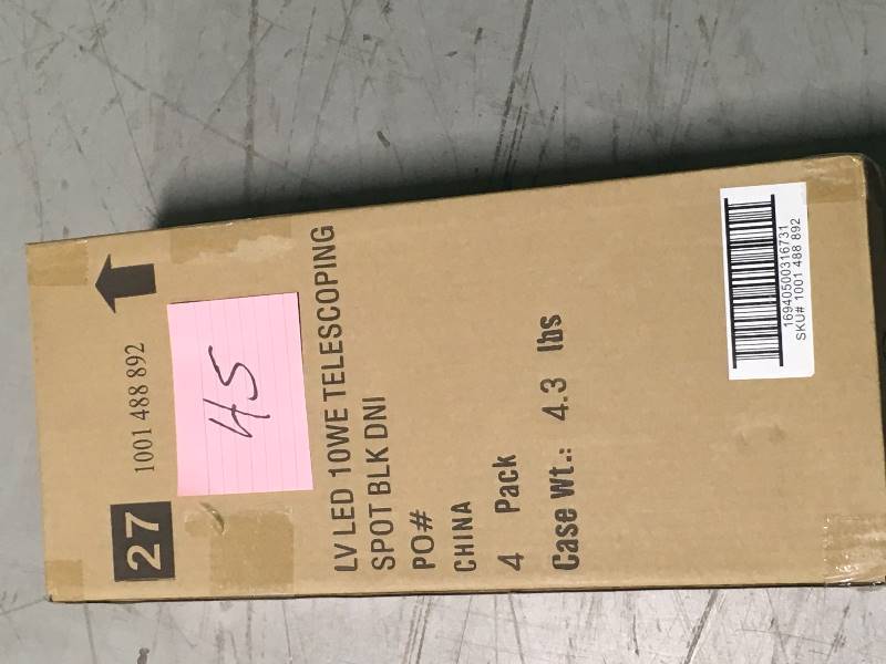 lot 45 image: Hampton Bay Low Voltage Integrated LED Outdoor Black Telescoping Spot Light CASE 4 PACK not used