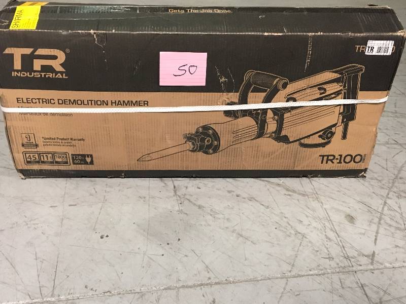 lot 50 image: TR Industrial Electric Jackhammer with Point, Flat and Spade Chisels,