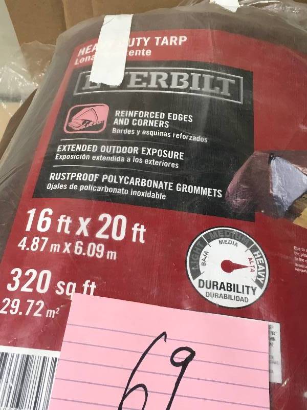 lot 69 image: EVERBILT 16 FT. x 20 FT. Silver  Brown Heavy-duty Tarp