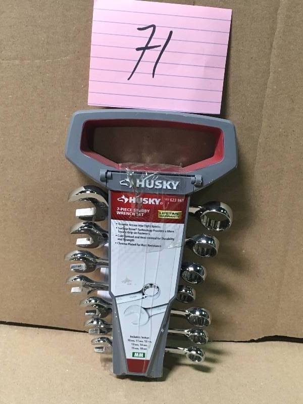 lot 71 image: Husky 623 861 7-Piece Stubby Wrench Set MM not used
