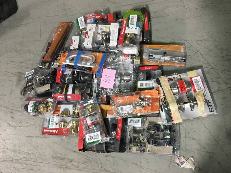 lot 101 image: Large  LOTof assorted door hardware not fully inspected open box