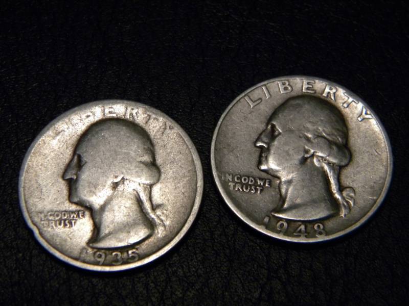 1935 & 1948 S  Washington Silver Quarters