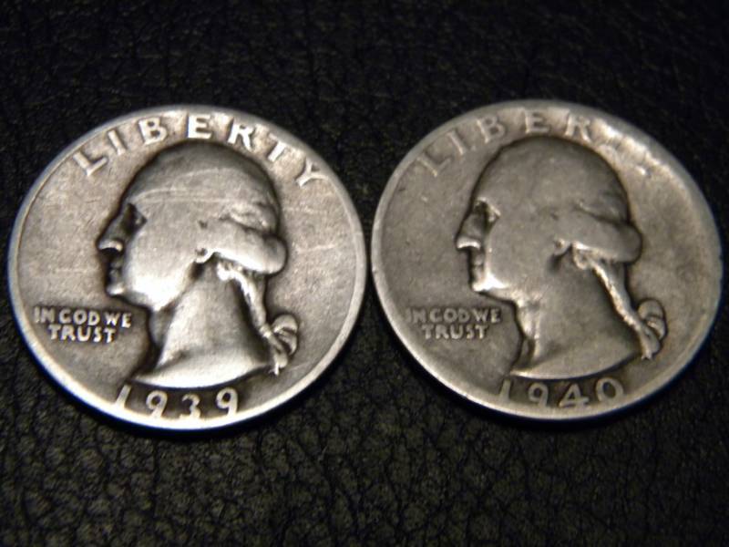 1939 & 1940 S  Washington Silver Quarters