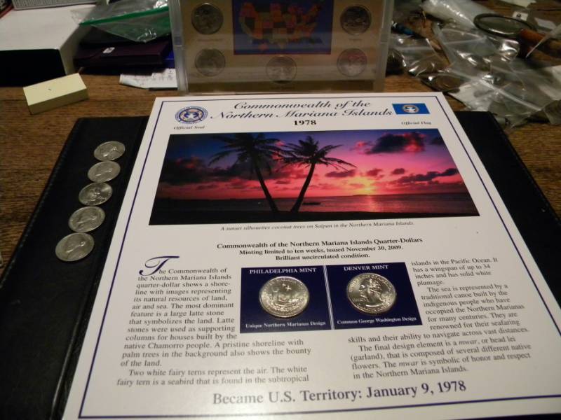 2000  State Quarter Set, 1978 N. Marianas Is. 2009 P&D Quarters and Stamp Commemorative and 5 Nickels