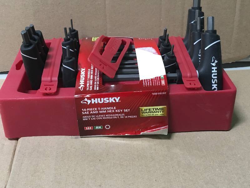 lot 15 image: Husky SAEMetric T-Handle Hex Key Set (14-Piece)