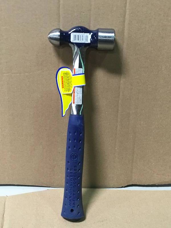 lot 16 image: Estwing E3-24BP Ball Pein Hammer, Cushion Grip Steel Handle, 13 12, Steel 24 oz. Head, Blue
