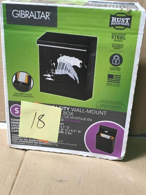 lot 18 image: Gibraltar Mailboxes Townhouse Steel Vertical Wall-Mount Locking Mailbox Black