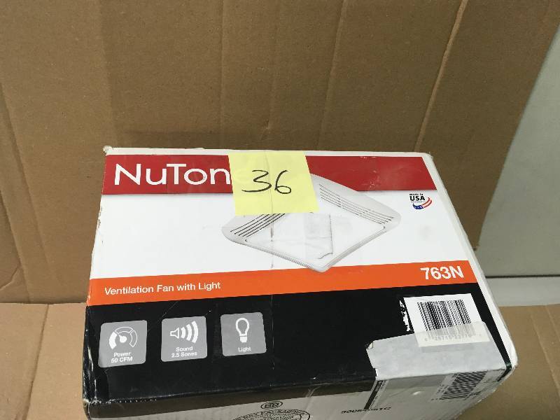 lot 36 image: NuTone 50 CFM Ceiling Bathroom Exhaust Fan with Light not used