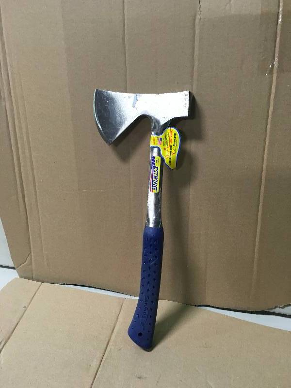 lot 40 image: Estwing Campers Axe - 14 Hatchet with Forged Steel Construction & Shock Reduction Grip - EB-25A