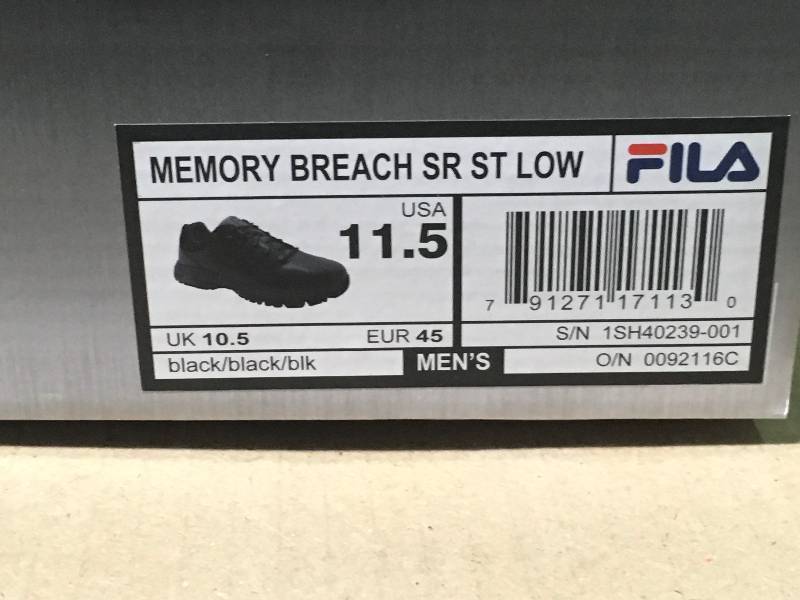 lot 66 image: Fila Memory Breach Mens Steel Toe Slip Resistant Work Shoes SIZE 11.5 not used