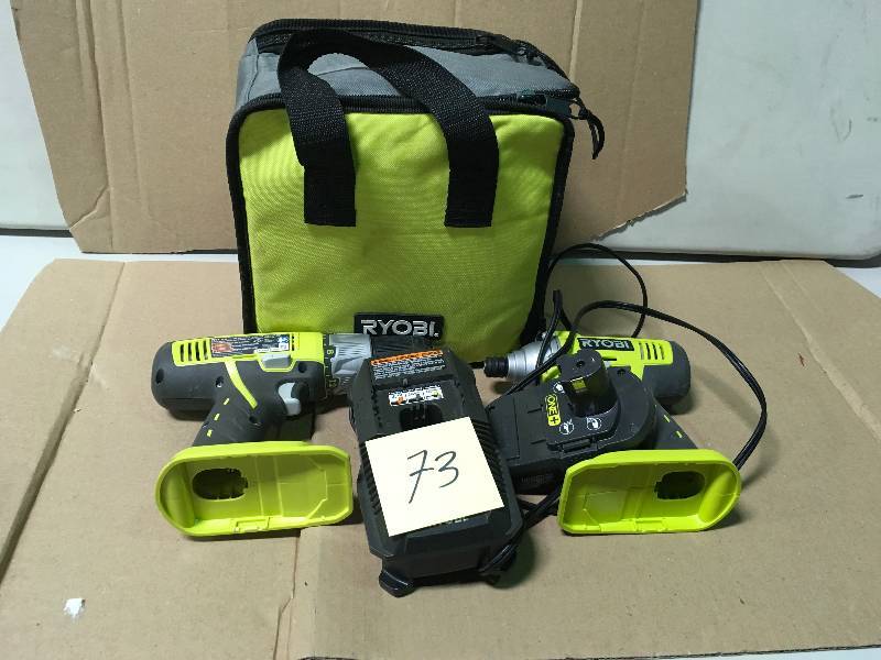 lot 73 image: Ryobi 12 18-Volt P271 One Plus Cordless Drill P271 PLUS Ryobi P234G Impact Driver COMBO KIT ONLY 1 BATTERY GOOD CONDITION