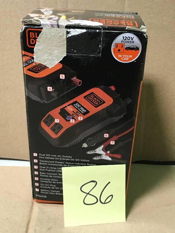 lot 86 image: BLACKDECKER 500-Watt Power Inverter in good working condition