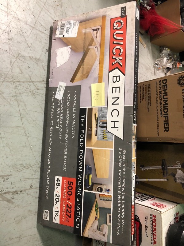 lot 110 image: Hardwood Reflections The Quick Bench 4 ft. Folding Workbench UV Finish in good conditions