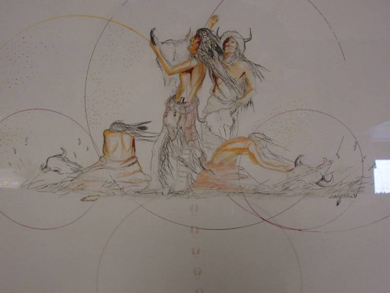 lot 601 image: HAND DRAWN NATIVE AMERICAN ART PIECE