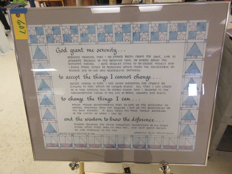 lot 607 image: BEAUTIFULLY FRAMED SERENITY PRAYER