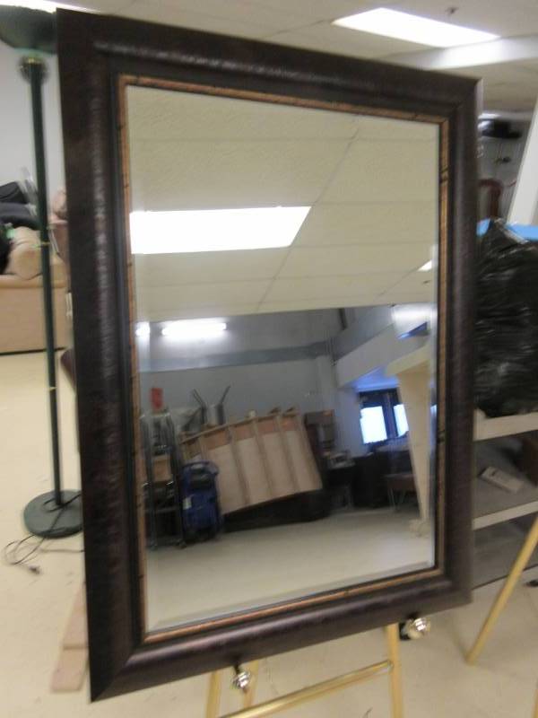 lot 617 image: LARGE BEVELED GLASS MIRROR