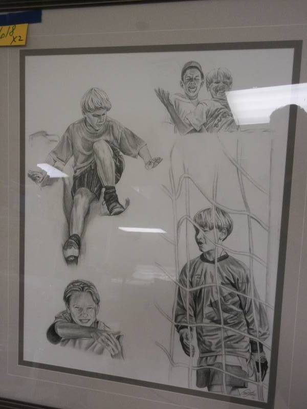 lot 618 image: HAND SIGNED, FRAMED PENCIL DRAWINGS