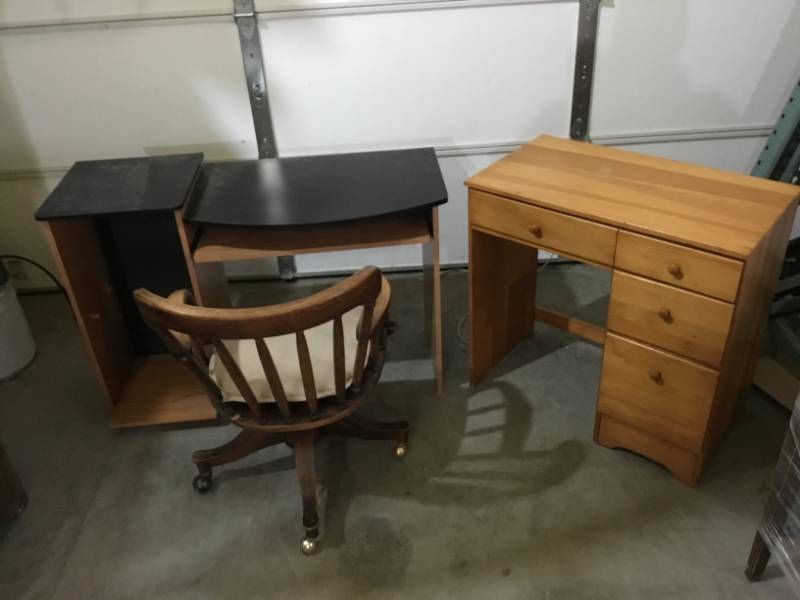 lot 29 image: Two Small Desks with an old rolling Chair