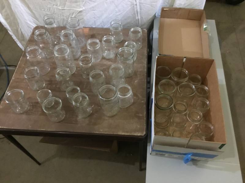 lot 55 image: 40 Kerr and Ball Canning jars of all sizes  some fruit jars