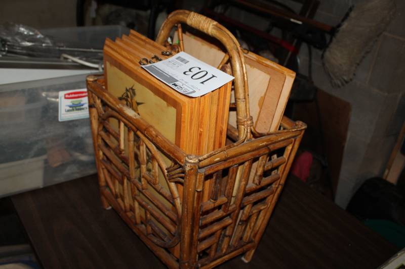 lot 103 image: Wicker Basket, Birds Framed Wall Art