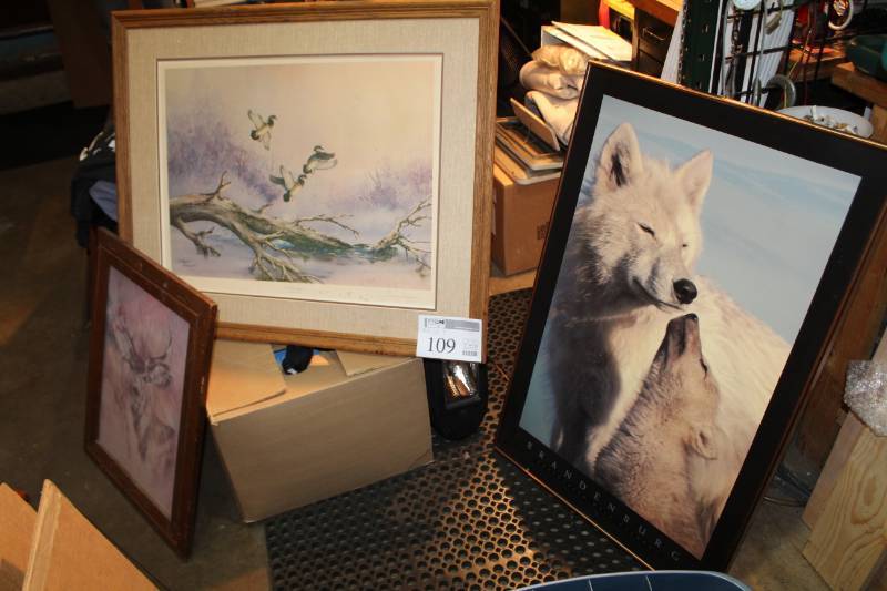 lot 109 image: Framed Wall Art - Brandenburg Wolves, On The Rise by Sherm Pehrson, Deer