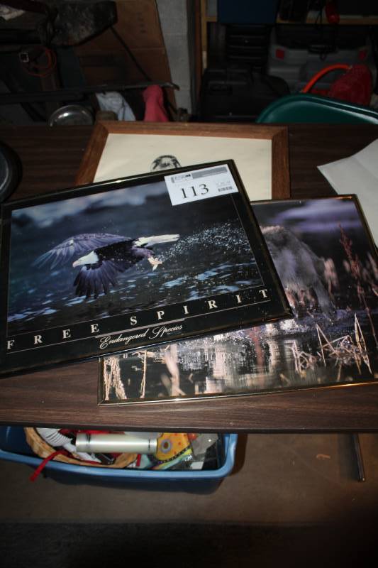lot 113 image: Prints - Bald Eagle, Wolf, Falcon