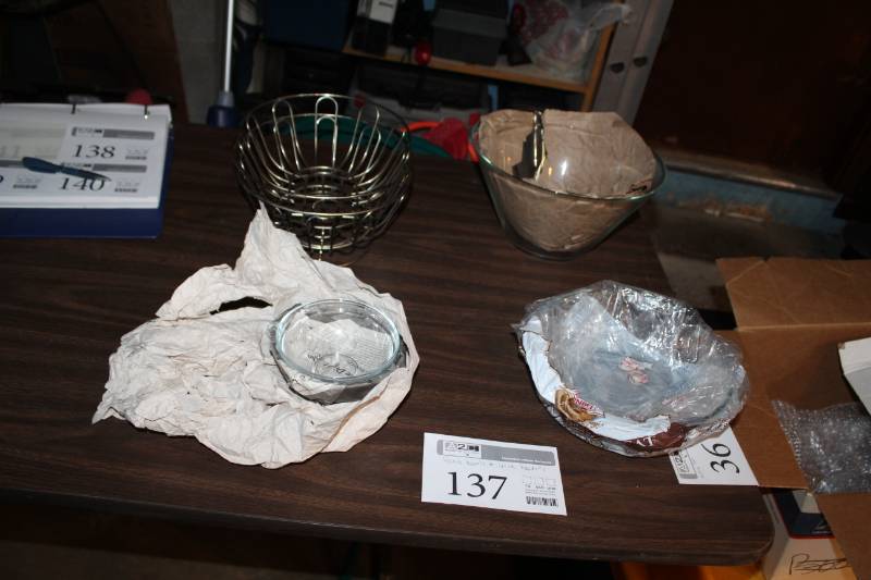 lot 137 image: Glass Bowls, Wire Baskets