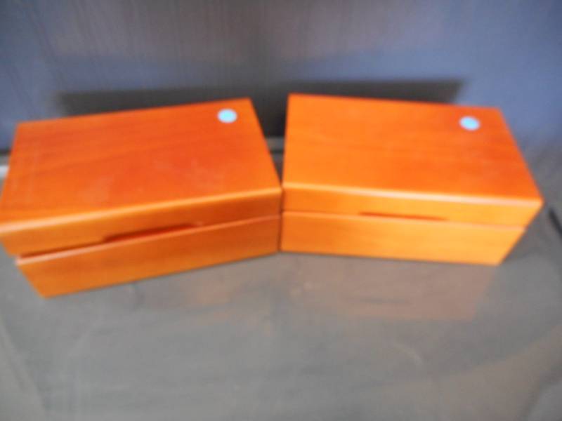 lot 117 image: Cherry Wood Coin Holder Boxes