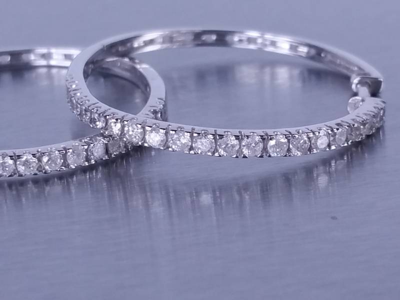 1.08 CT Round Diamond Loop Earrings in 14k White Gold - $5200