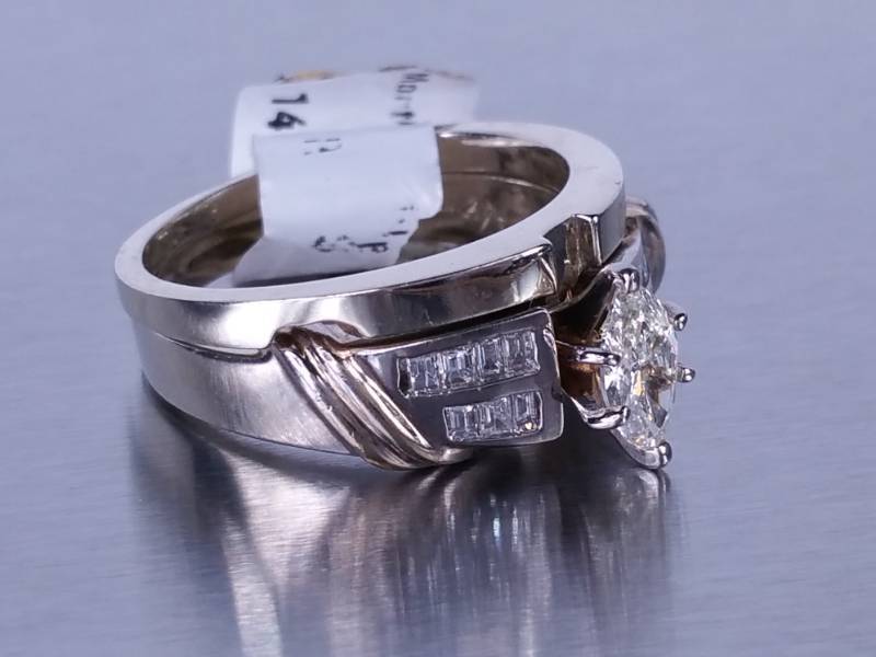 34 CT Marquise Diamond Wedding Set in 14k Gold - $4999 Retail