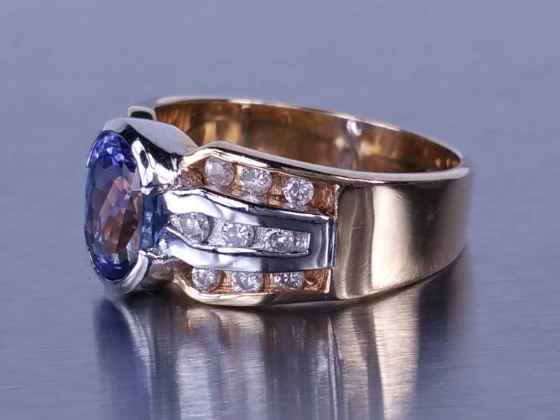 Tanzanite and Diamond Ring in 14k Yellow Gold - $6400 Retail