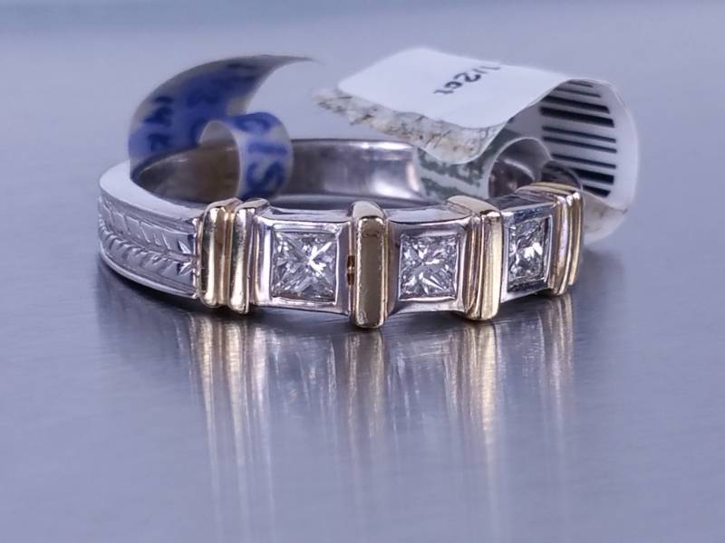 Ladies 12 CT Princess Cut Two-Tone 14k Ring - $999