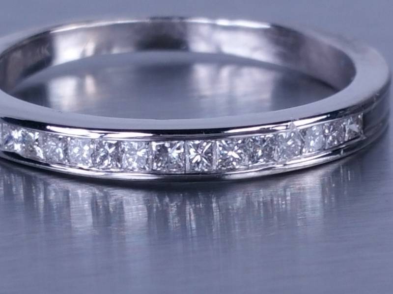 Princess Cut Diamond Band in 14k White Gold