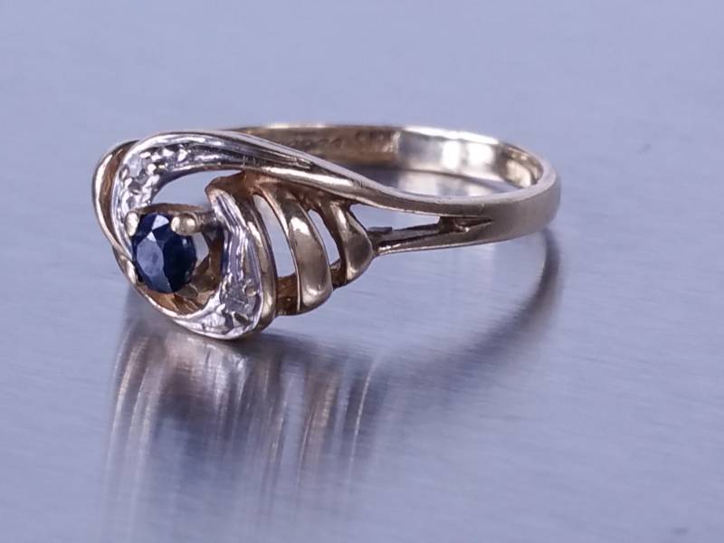 Sapphire and Diamond Ring in 10K Yellow Gold