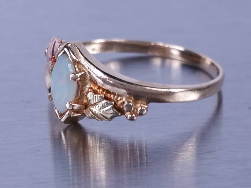 Natural Opal Black Hills Gold Ring